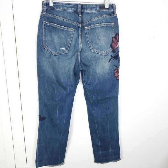 Abercrombie Jeans Womens 4 Annie Girlfriend Embroidered Floral Distressed - Picture 2 of 11